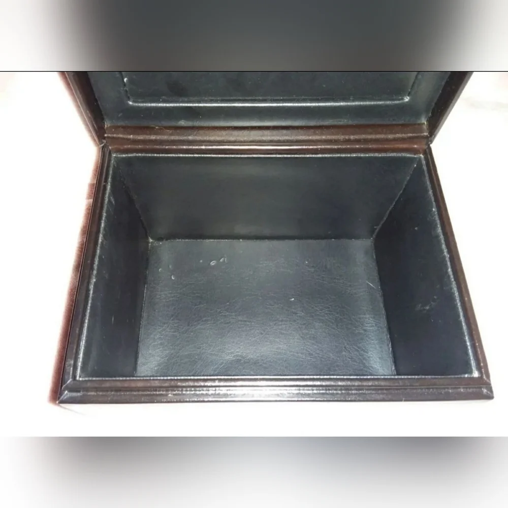 Vintage 1998 Restoration Hardware Black Leather Picture Box Storage Home Decor